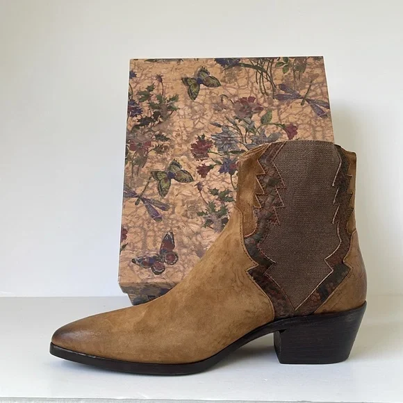 Jo Ghost Women's Sidewinder Suede Western Chelsea Boots EU 39 US 9 Italy Brown